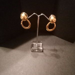 Napier Vintage Gold Tone Door Knocker Pierced Earrings